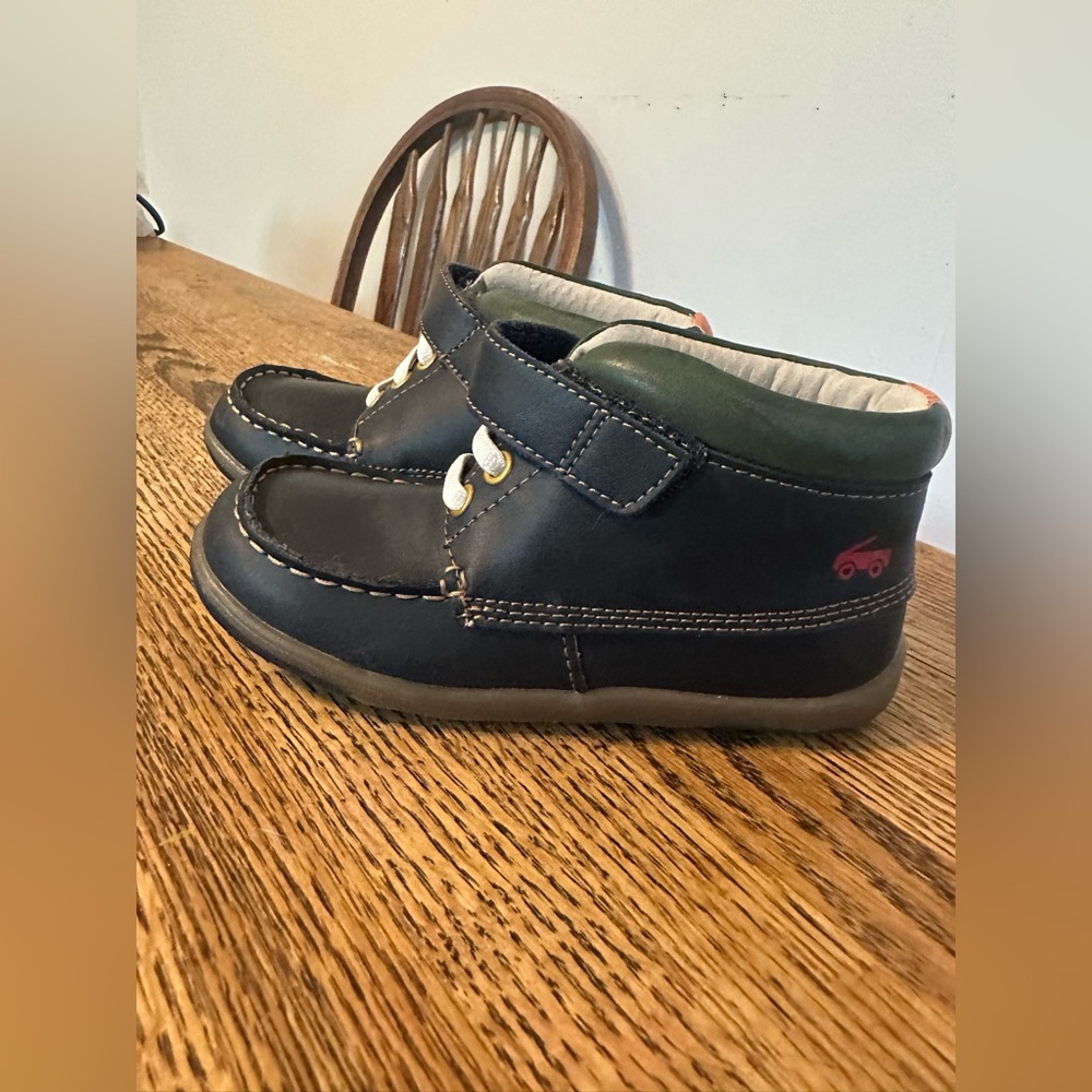 See Kai Run Navy and Green Kids Boots - Picture 3 of 6